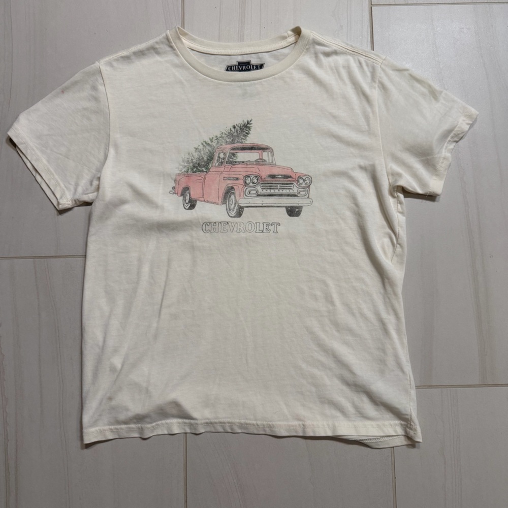 Lucky Brand Cream Tee with Vintage Truck Graphic